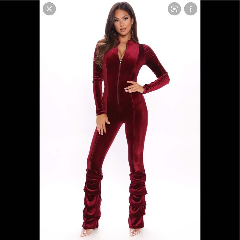 Fashion Nova Burgundy Chocolate Dreams Stacked Jumpsuit-NWOT!